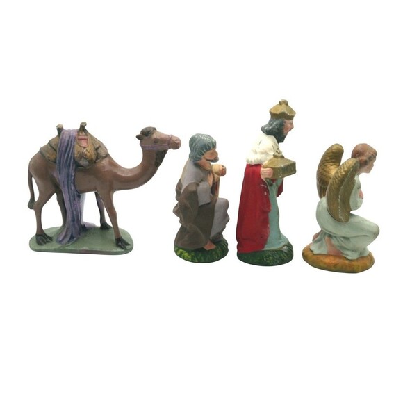 Vintage Christmas Ceramic Nativity Camel with 3 Paper Mache Figures Japan - Picture 4 of 6